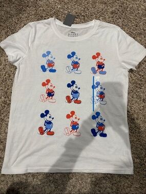 Disney White Short-Sleeve Tee with Red & Blue Mickey Print